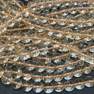 Clear Citrine 8mm round natural gemstone beads 15" strand - Oz Beads 