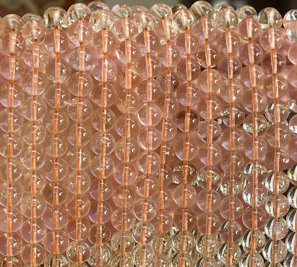 Clear Citrine 8mm round natural gemstone beads 15" strand - Oz Beads 