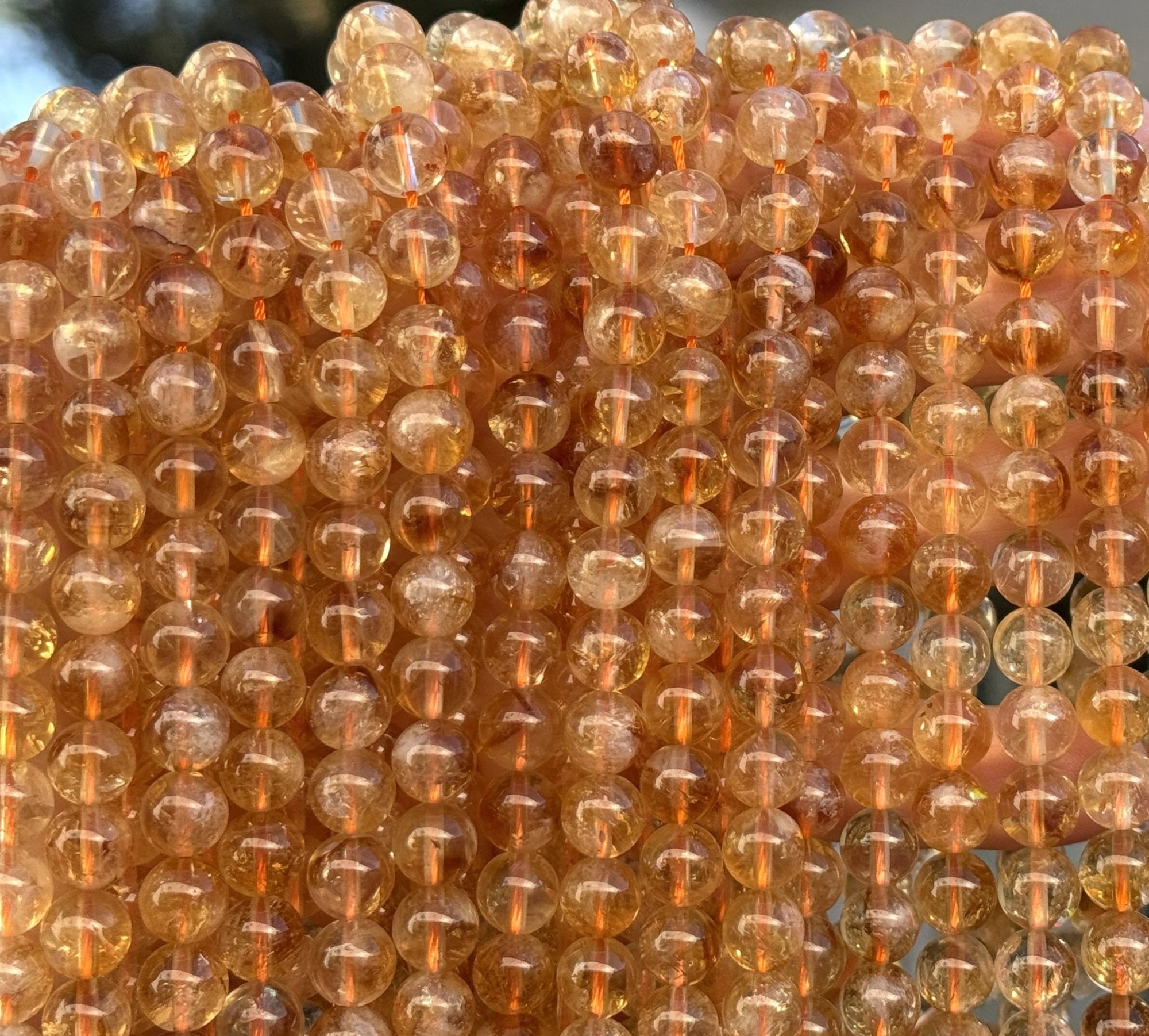 Citrine 8mm round gemstone beads - Oz Beads