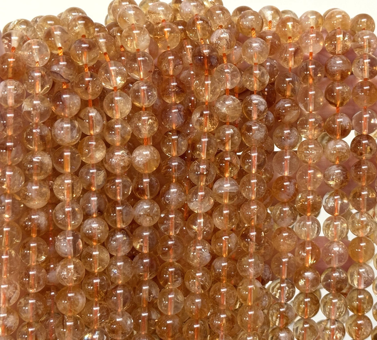 8mm round natural citrine beads - Oz beads