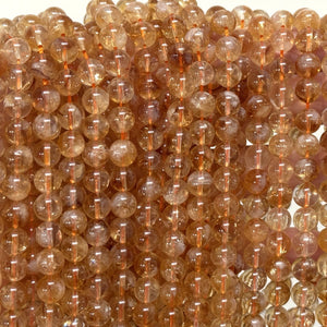 8mm round natural citrine beads - Oz beads