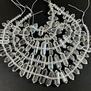 Clear Quartz, 23 centre drilled double terminated natural crystal beads - Oz Beads 