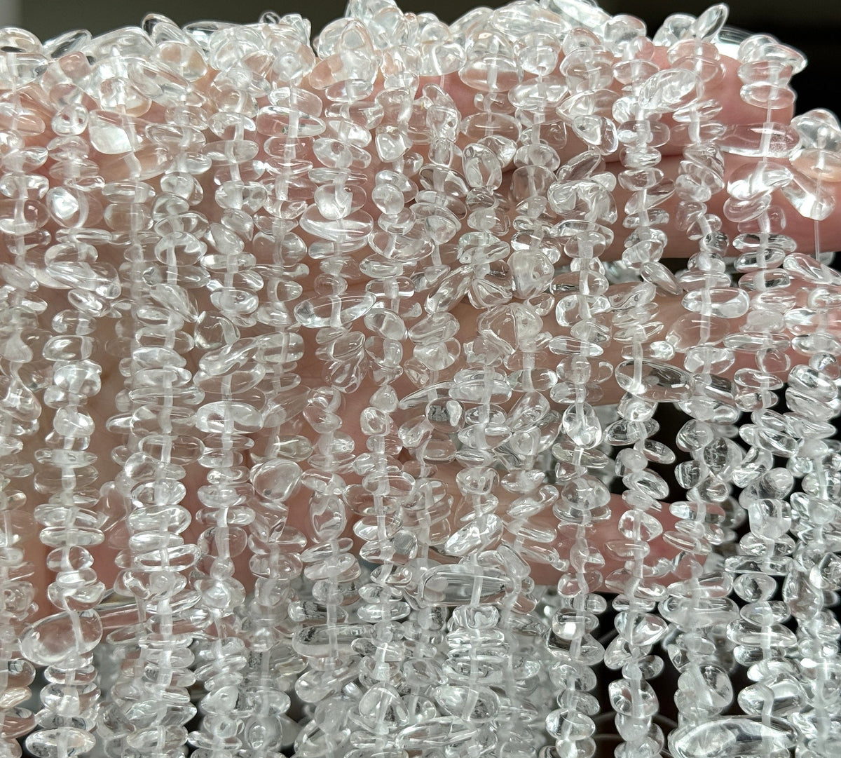 Clear Quartz 6-9mm chip beads natural crystal chips 32" strand - Oz Beads 