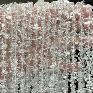 Clear Quartz 6-9mm chip beads natural crystal chips 32" strand - Oz Beads 