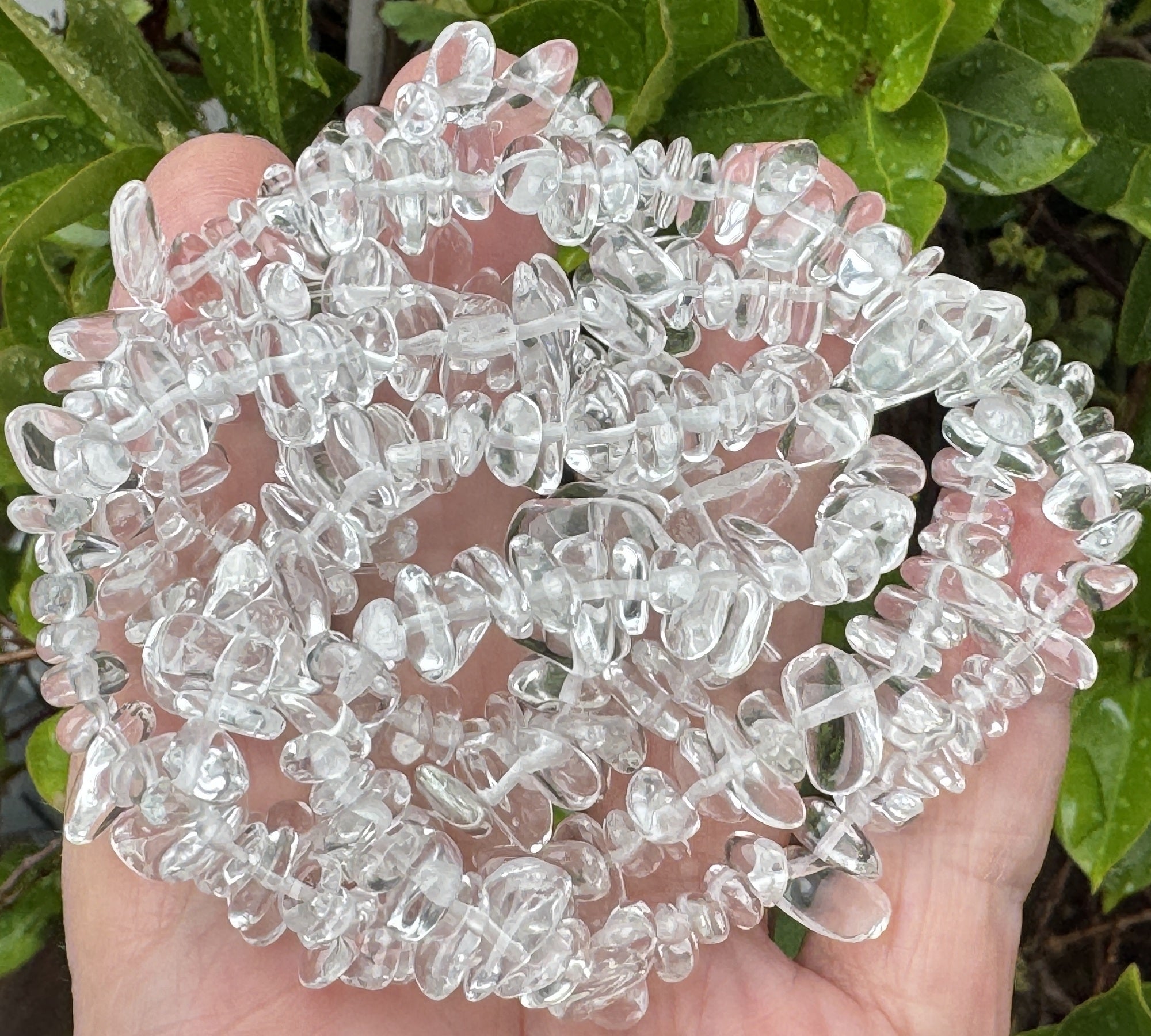Clear Quartz 6-9mm chip beads natural crystal chips 32" strand - Oz Beads 