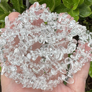 Clear Quartz 6-9mm chip beads natural crystal chips 32" strand - Oz Beads 