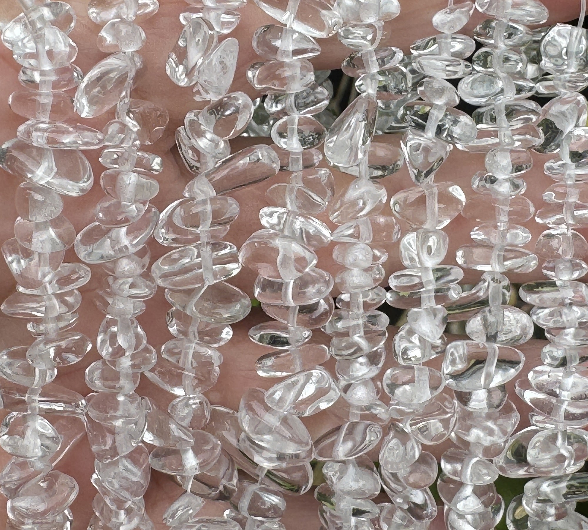 Clear Quartz 6-9mm chip beads natural crystal chips 32" strand - Oz Beads 