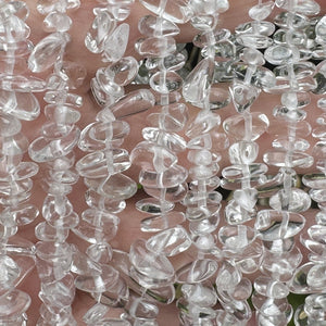 Clear Quartz 6-9mm chip beads natural crystal chips 32" strand - Oz Beads 