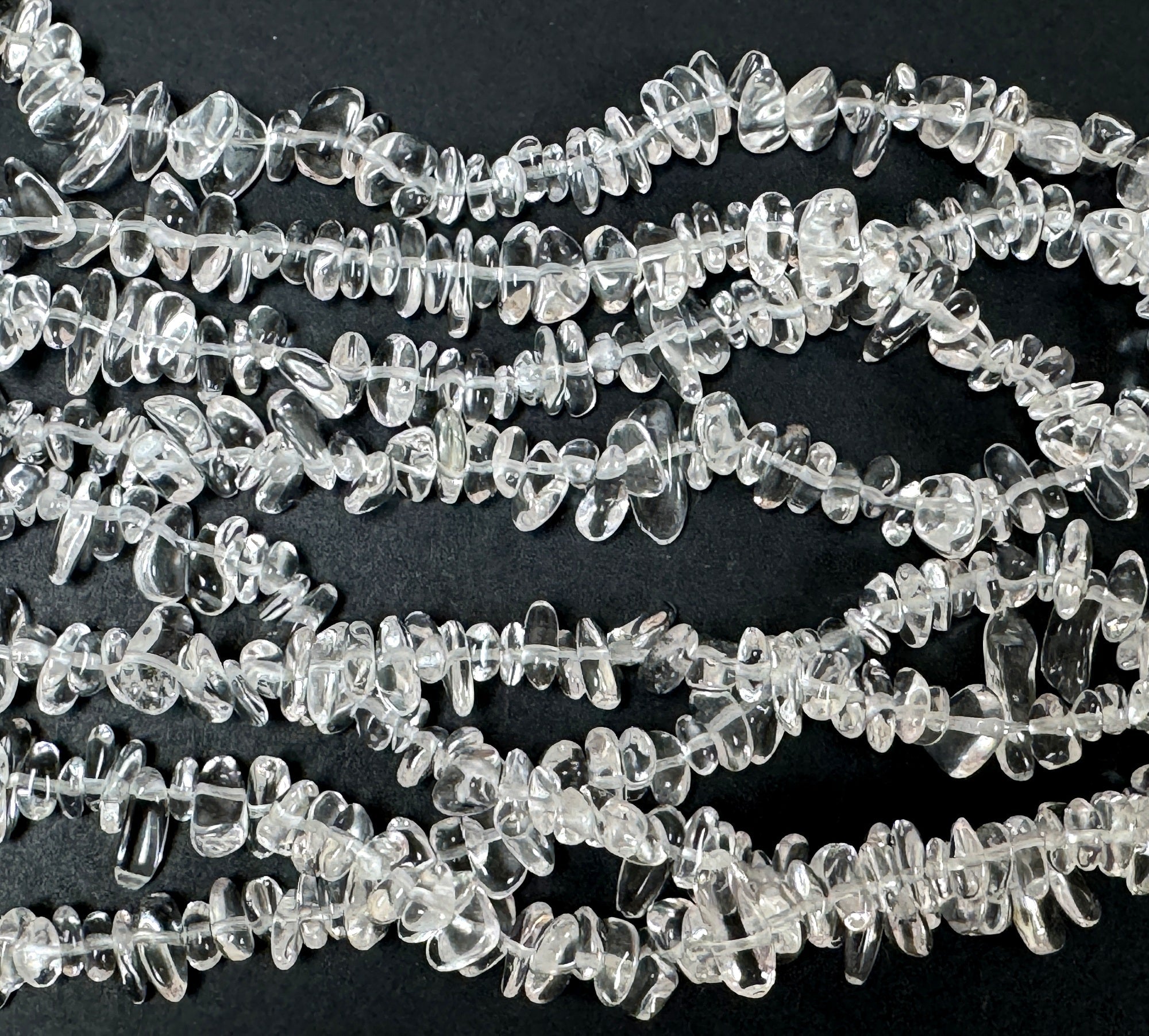 Clear Quartz 6-9mm chip beads natural crystal chips 32" strand - Oz Beads 