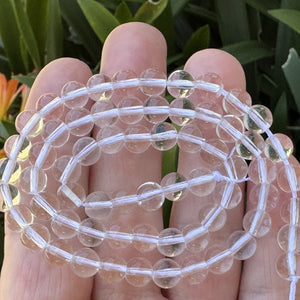 Clear Quartz 6mm round natural rock crystal beads 15.5" strand - Oz Beads 