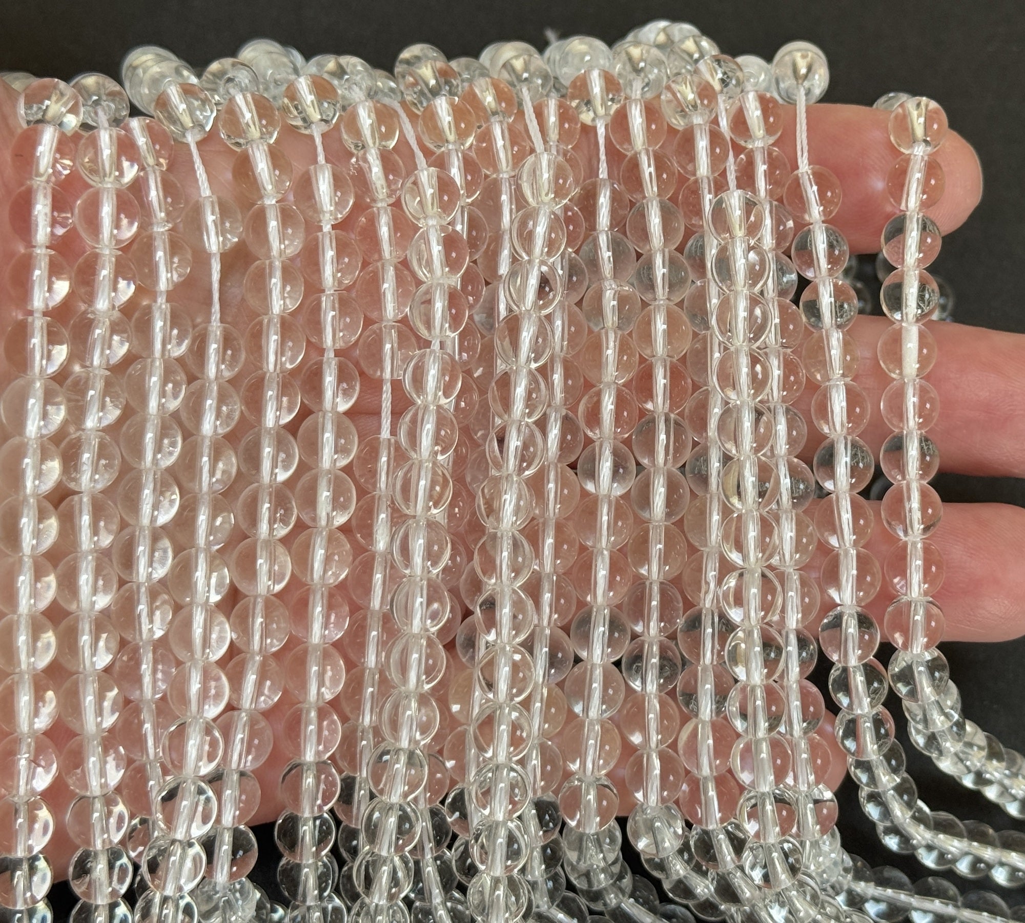 Clear Quartz 6mm round natural rock crystal beads 15.5" strand - Oz Beads 
