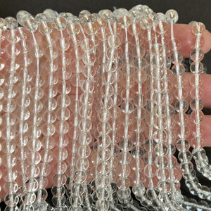 Clear Quartz 6mm round natural rock crystal beads 15.5" strand - Oz Beads 