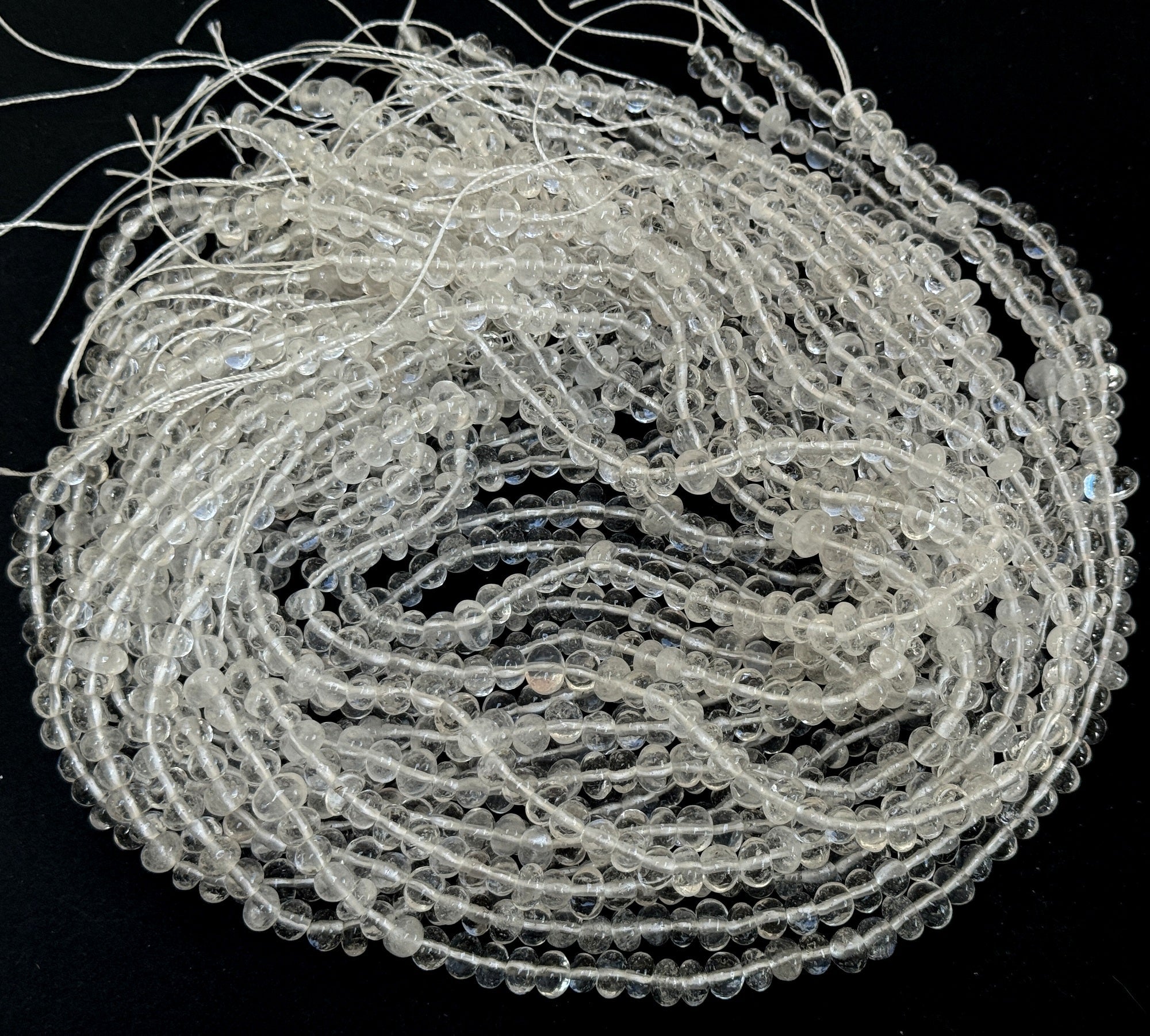 Clear Quartz 7x5mm rounded freeform nuggets natural rock crystal beads 16" strand - Oz Beads 