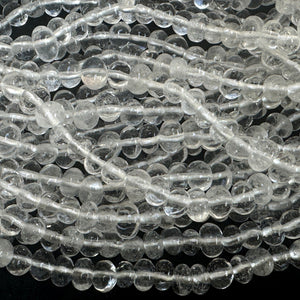 Clear Quartz 7x5mm rounded freeform nuggets natural rock crystal beads 16" strand - Oz Beads 