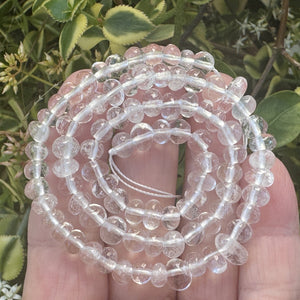 Clear Quartz 7x5mm rounded freeform nuggets natural rock crystal beads 16" strand - Oz Beads 