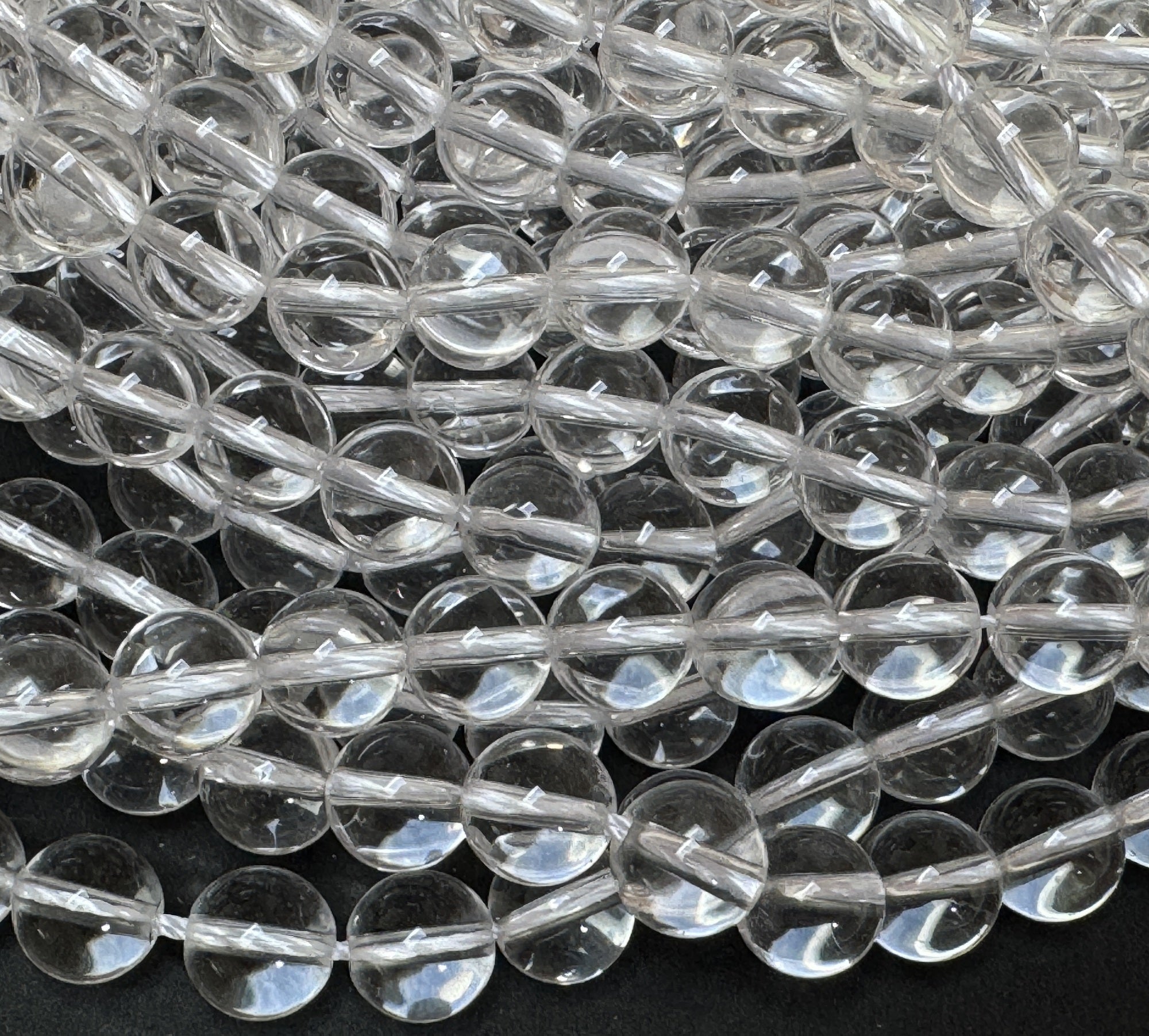 Clear Quartz 8mm round natural crystal beads 15" strand - Oz Beads 