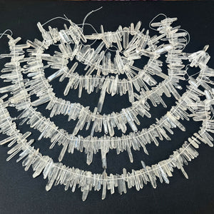 Clear Quartz raw top drilled points natural rock crystal beads 16" strand - Oz Beads 