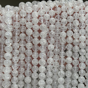 Cracked Quartz 8mm round natural crystal beads 15" strand - Oz Beads 