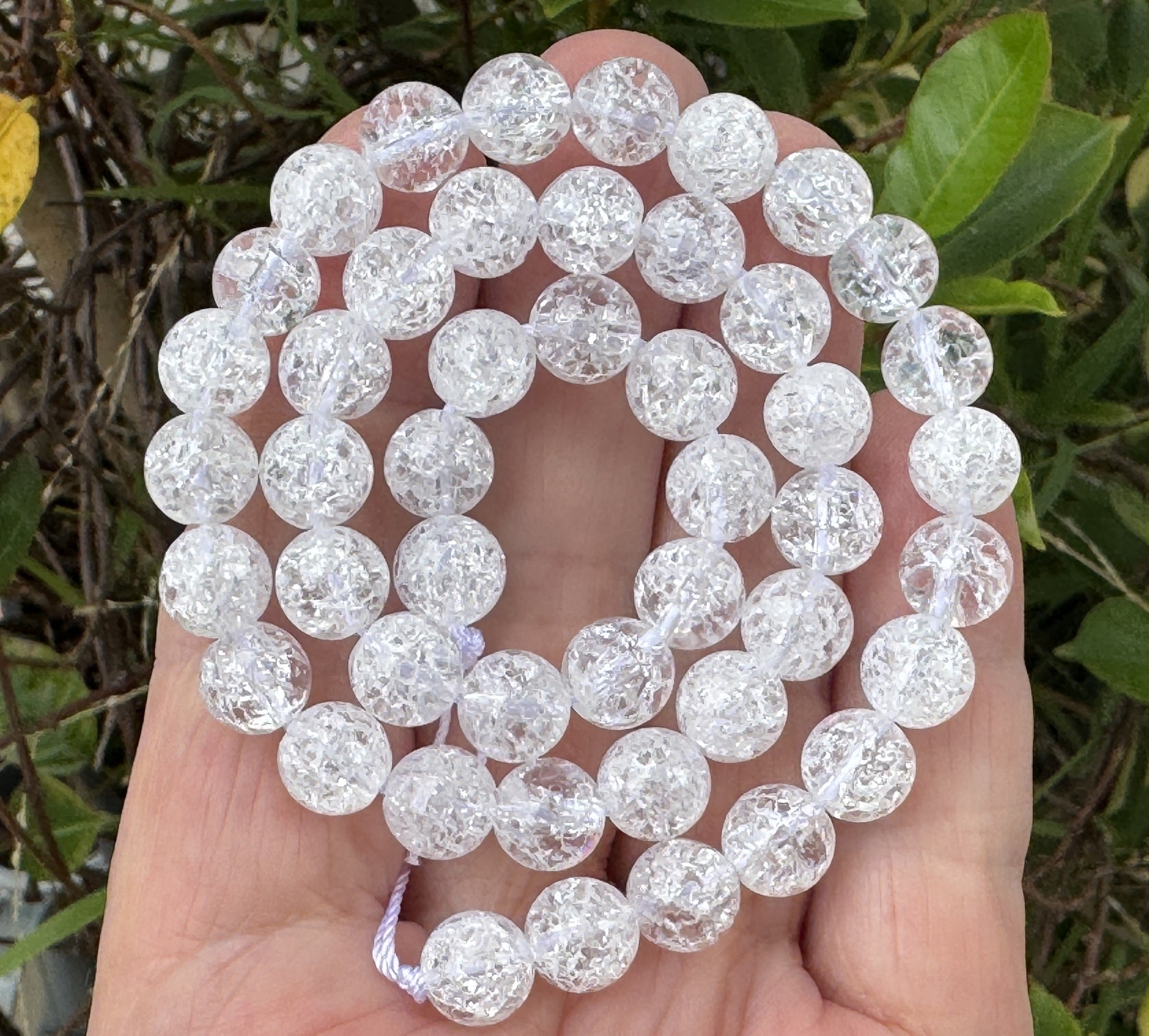 Cracked Quartz 8mm round natural crystal beads 15" strand - Oz Beads 