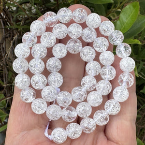 Cracked Quartz 8mm round natural crystal beads 15" strand - Oz Beads 