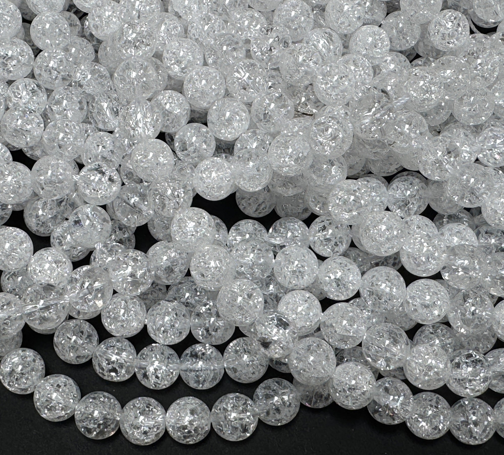 Cracked Quartz 8mm round natural crystal beads 15" strand - Oz Beads 