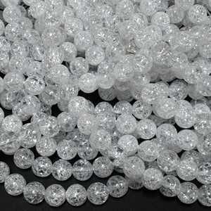 Cracked Quartz 8mm round natural crystal beads 15" strand - Oz Beads 