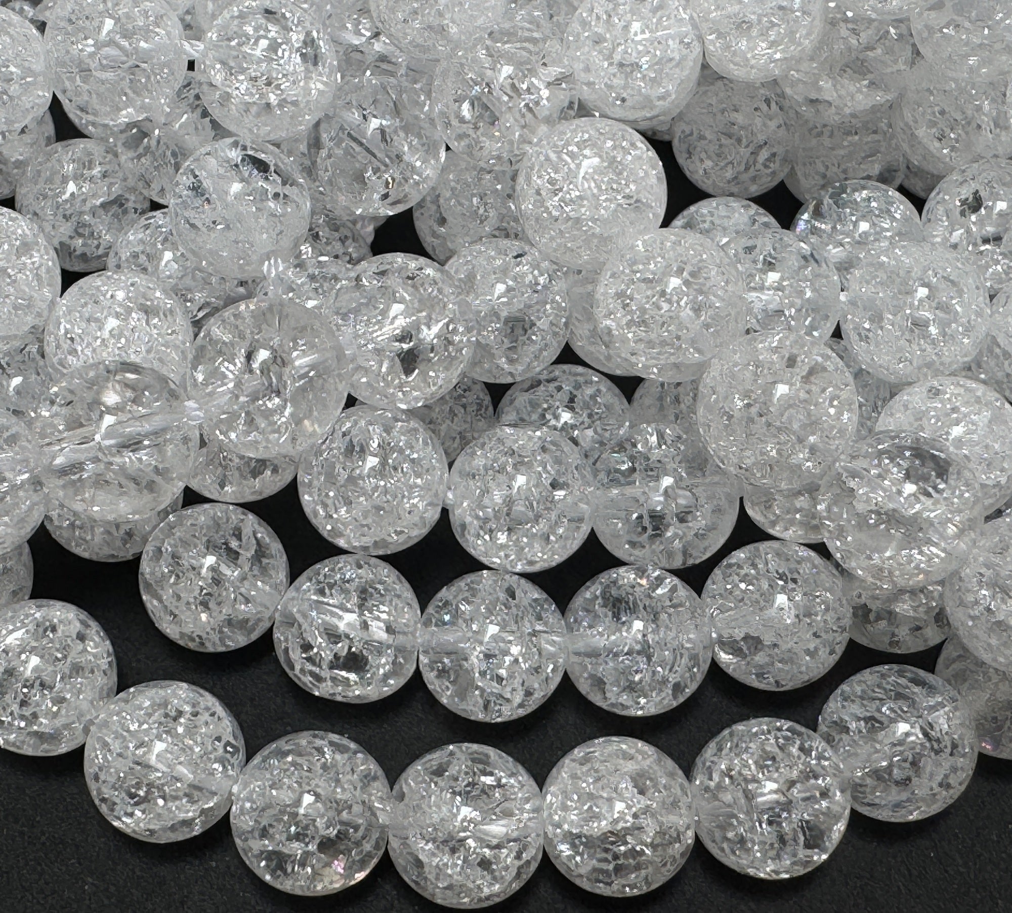 Cracked Quartz 8mm round natural crystal beads 15" strand - Oz Beads 