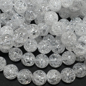 Cracked Quartz 8mm round natural crystal beads 15" strand - Oz Beads 
