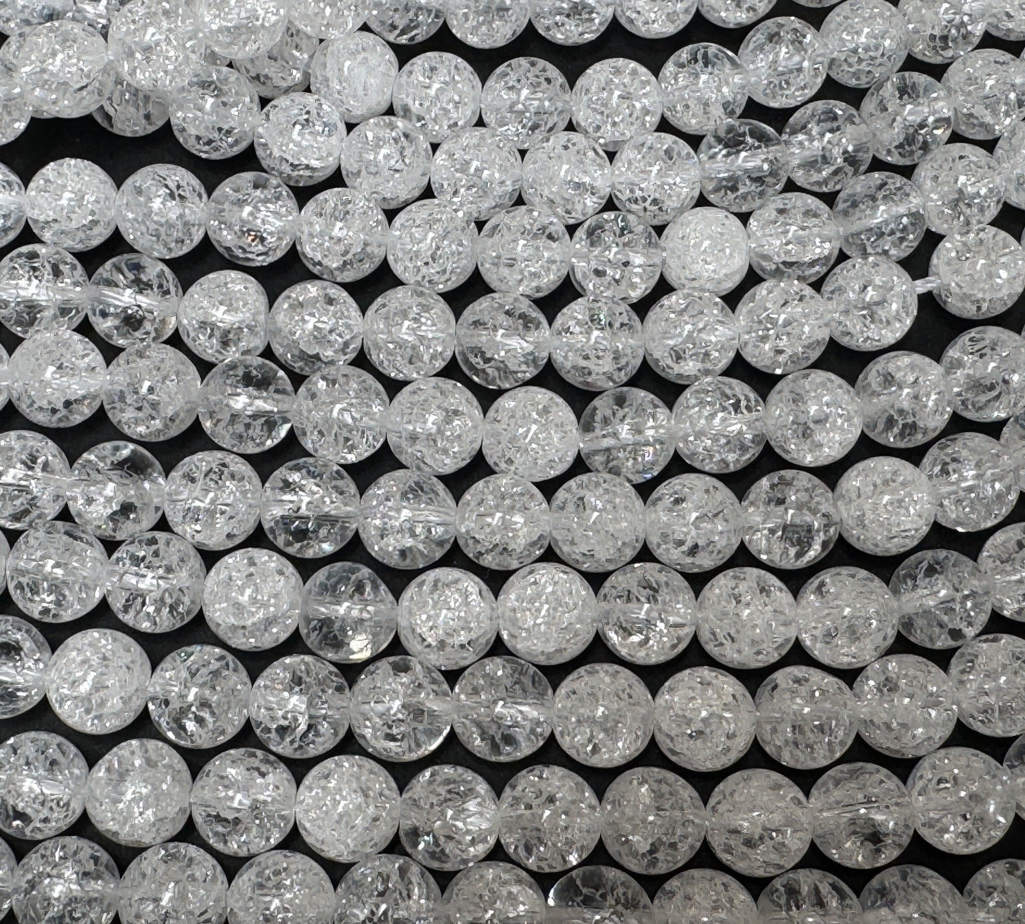 Cracked Quartz 8mm round natural crystal beads 15" strand - Oz Beads 
