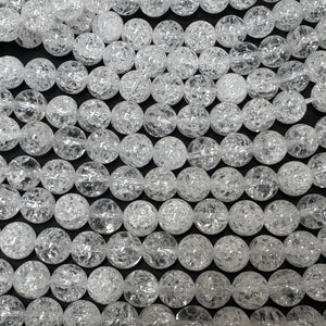 Cracked Quartz 8mm round natural crystal beads 15" strand - Oz Beads 