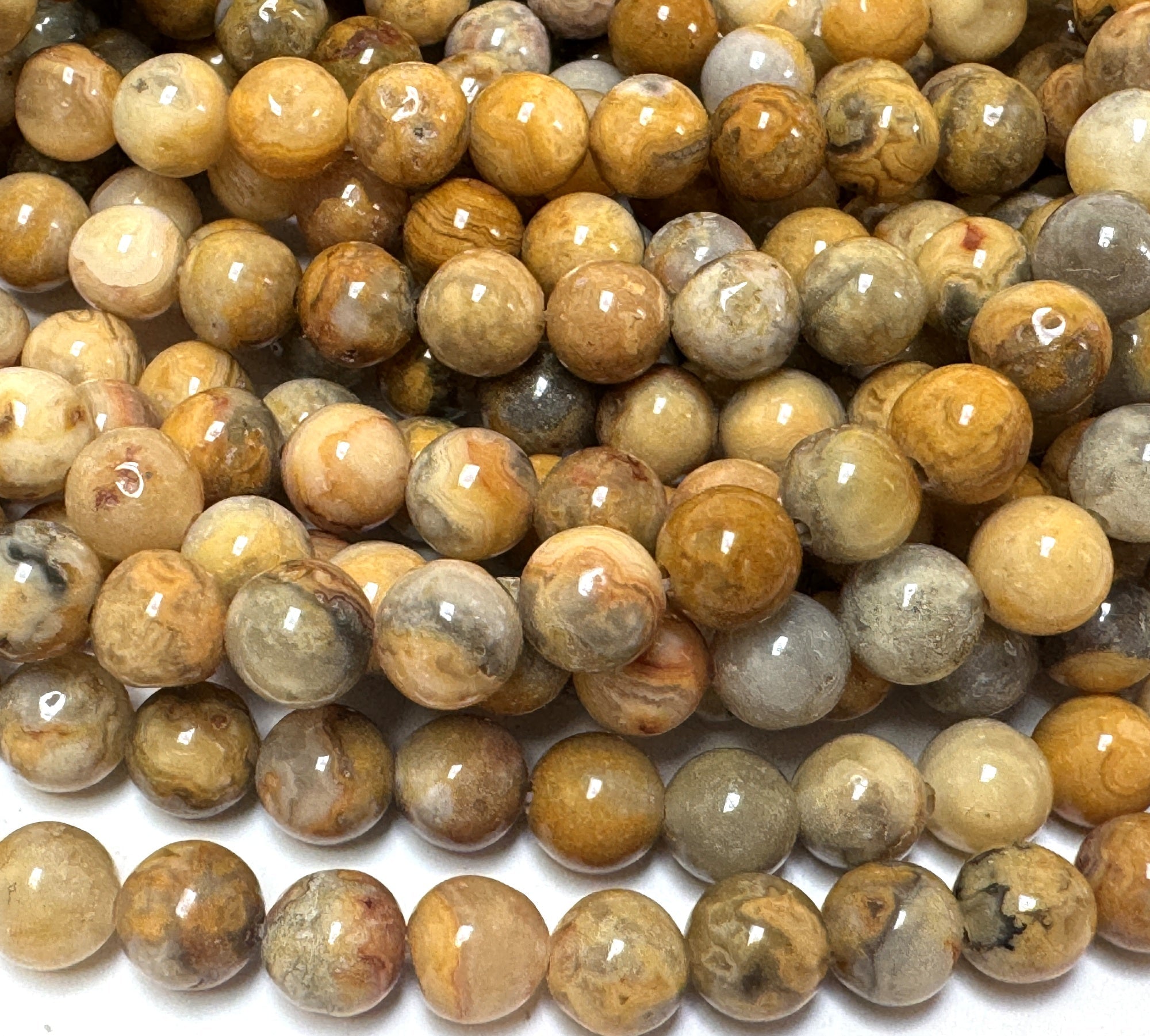 Crazy Lace Agate 6mm round natural gemstone beads 15" strand - Oz Beads 