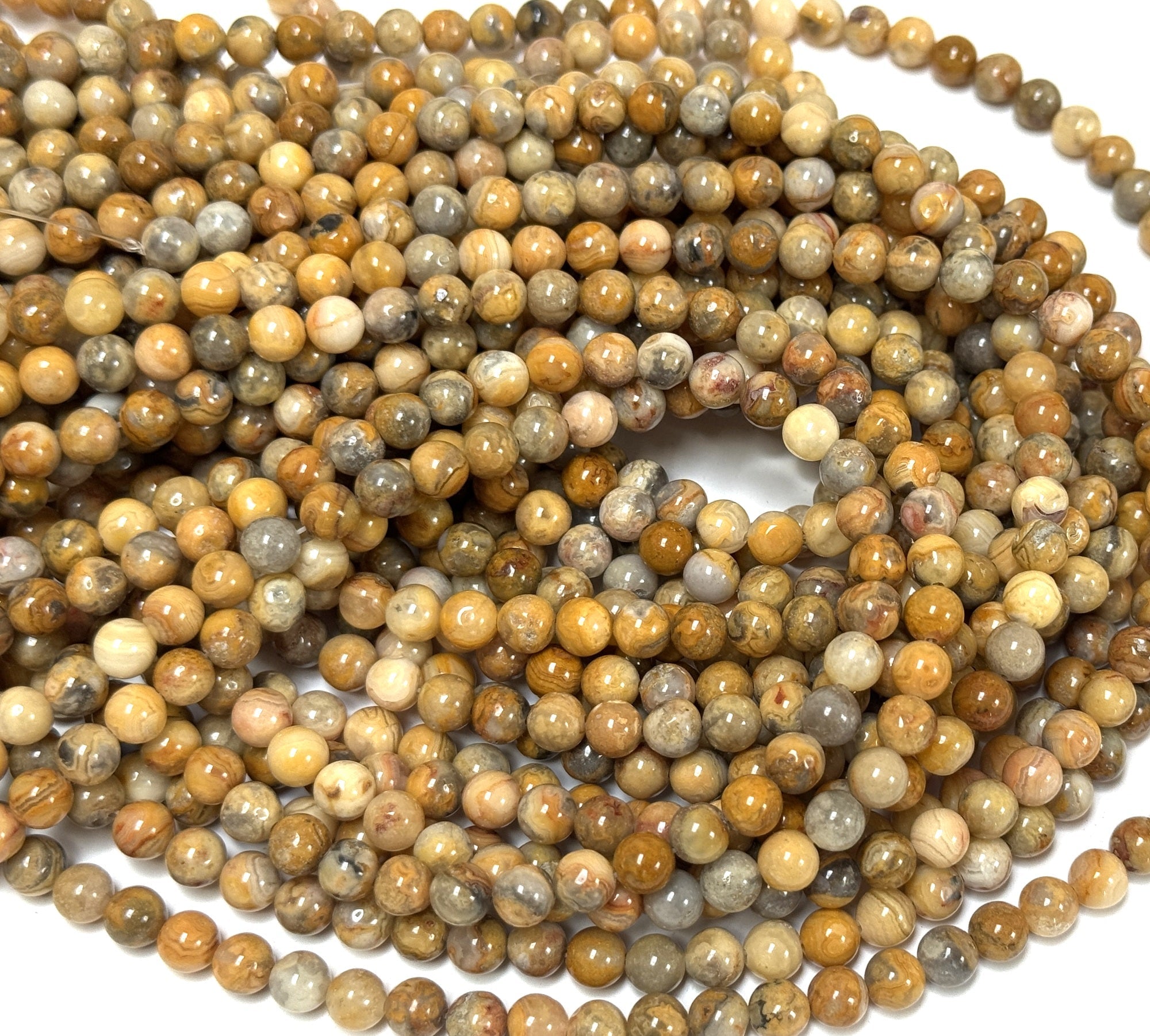 Crazy Lace Agate 6mm round natural gemstone beads 15" strand - Oz Beads 