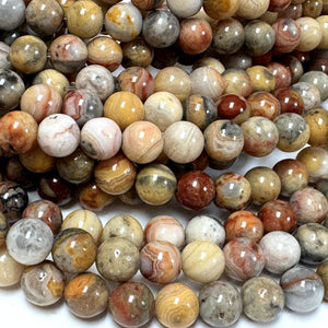 Crazy Lace Agate 8mm round natural gemstone beads 15" strand - Oz Beads 