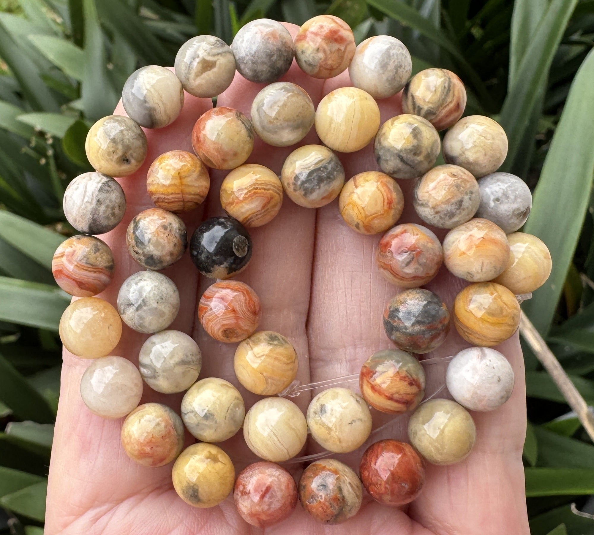 Crazy Lace Agate 8mm round natural gemstone beads 15" strand - Oz Beads 