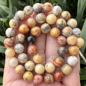 Crazy Lace Agate 8mm round natural gemstone beads 15" strand - Oz Beads 