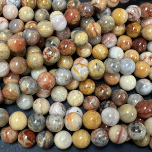 Crazy Lace Agate 8mm round natural gemstone beads 15" strand - Oz Beads 