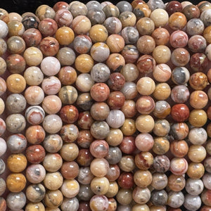 Crazy Lace Agate 8mm round natural gemstone beads 15" strand - Oz Beads 