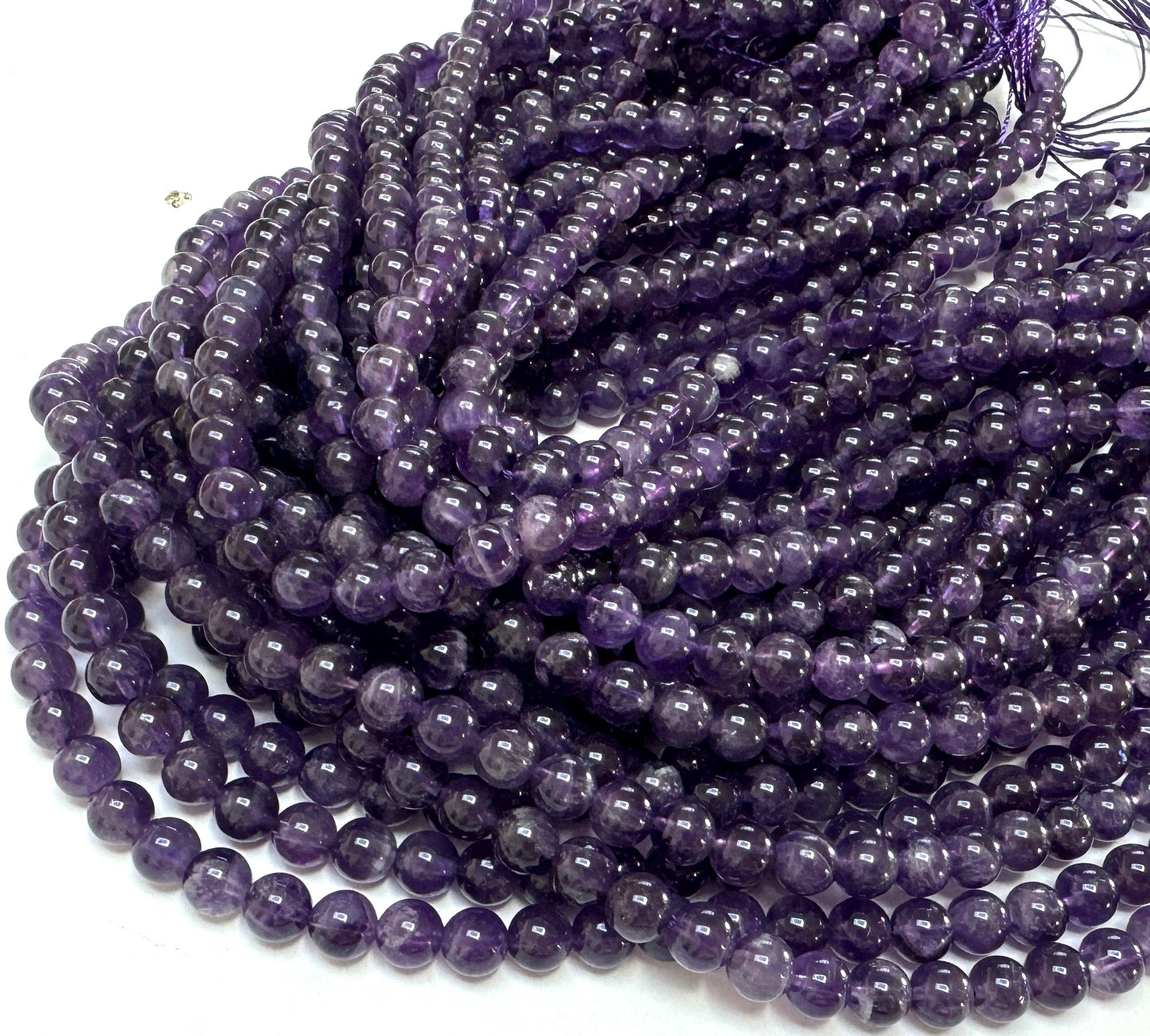 Dark Amethyst 6mm round natural gemstone beads 39cm strand - Oz Beads 