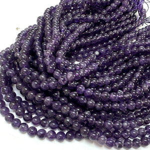 Dark Amethyst 6mm round natural gemstone beads 39cm strand - Oz Beads 