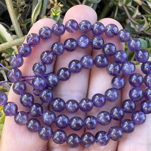 Dark Amethyst 6mm round natural gemstone beads 39cm strand - Oz Beads 