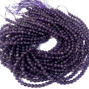 Dark Amethyst 6mm round natural gemstone beads 39cm strand - Oz Beads 