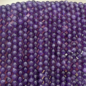 Dark Amethyst 6mm round natural gemstone beads 39cm strand - Oz Beads 