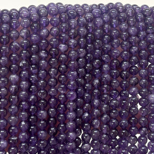 Dark Amethyst 6mm round natural gemstone beads 39cm strand - Oz Beads 