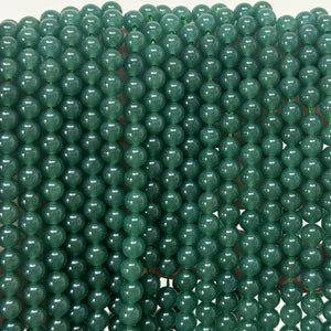 Dark Green Aventurine 6mm round natural gemstone beads 38cm strand - Oz Beads 