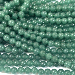 Dark Green Aventurine 6mm round natural gemstone beads 38cm strand - Oz Beads 