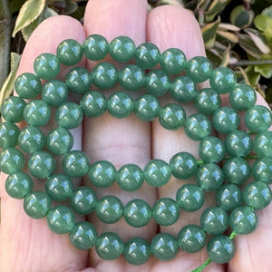 Dark Green Aventurine 6mm round natural gemstone beads 38cm strand - Oz Beads 