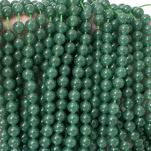 Dark Green Aventurine 6mm round natural gemstone beads 38cm strand - Oz Beads 