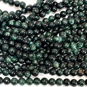 Dark Green Emerald 6mm round natural gemstone beads 15.5" strand - Oz Beads 