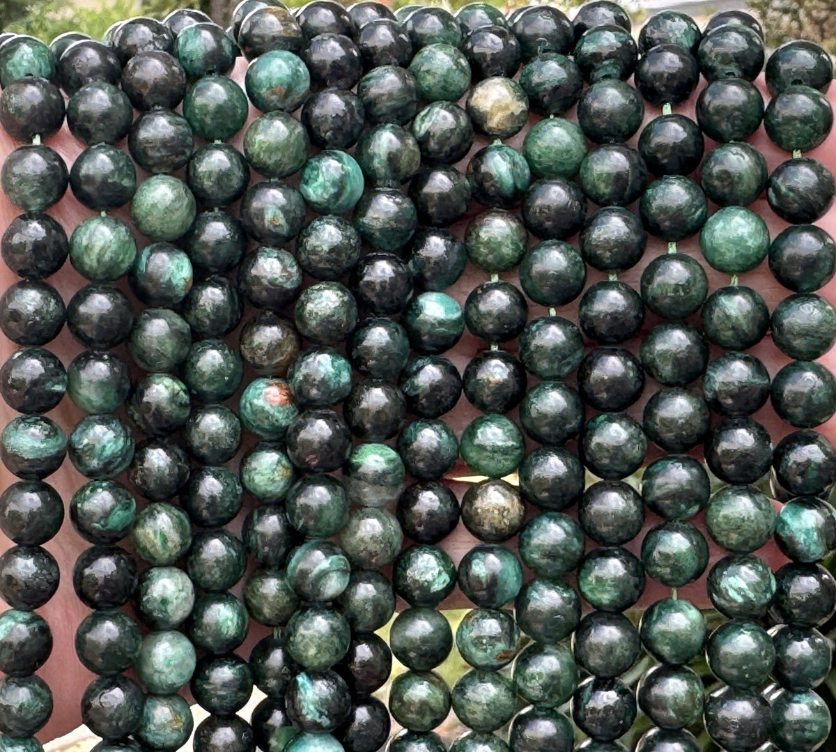 Dark Green Emerald 8mm round natural gemstone beads 15.5" strand - Oz Beads 
