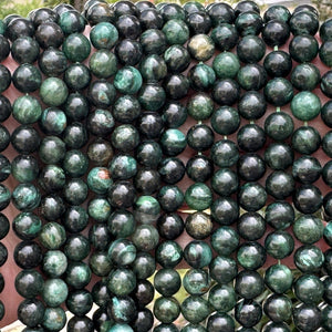 Dark Green Emerald 8mm round natural gemstone beads 15.5" strand - Oz Beads 